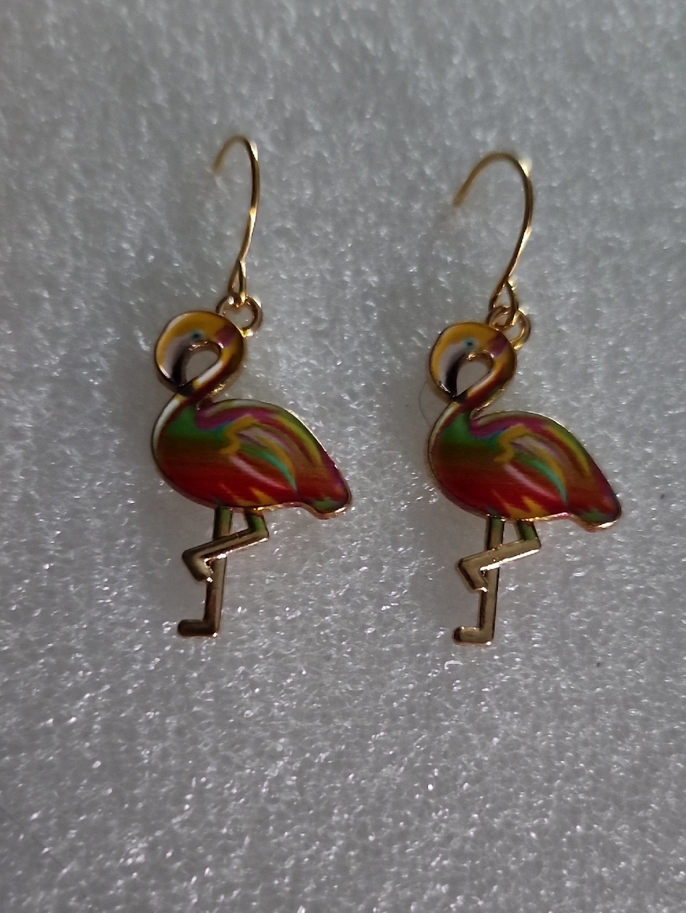Hand Crafted Multicolor Flamingo Enamel Drop Earrings